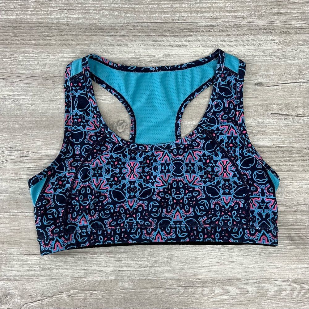 Fabletics Blue Racer Back Non Padded Athletics sports bra